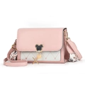 Bolso bandolera rosa acolchado corazón con hebilla de Mickey y correa impresa - Rosa