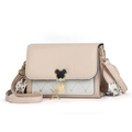 Crossbody bag in light beige with diamond quilting and Mickey Mouse shaped clasp - Khaki