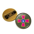 Ukraine military logo glass cabochon brooch with vintage bronze finish pin back - Bronze-Military Pink Cross Emblem (JY006303 Bronze-5)