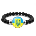 Detalle de pulsera de cuentas bandera de Ucrania con dije de emblema nacional en blanco - Estilo Emblema Nacional Azul Amarillo (JY006307-11)