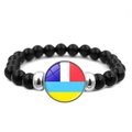 Pulsera de cuentas de bandera de Ucrania hecha a mano con cuentas negras y vidrio - Estilo Bandera Multicolor (JY006307-14)