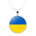 Ukraine flag necklace with blue and yellow round pendant on a silver snake chain - Ukraine Flag Style (JY006308-1)