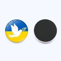 Ukraine theme round crystal glass fridge magnet with peace dove on blue and yellow background - Peace Dove with Olive Branch Style (JY006319-16)