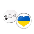 Front and back detail of a silver Ukraine flag heart brooch with pin clasp - Silver-Blue Yellow Heart (JY006303 Silver-13)