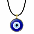 Klassische türkische Evil Eye Halskette mit blauem Glas-Nazar-Anhänger auf weißem Grund - Klassischer Blau-Weißer Nazar-Amulett-Stil (JY006343-1)