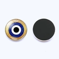 Blaues Türkisches Auge Kühlschrankmagnet aus Kristallglas mit Goldfolie auf weißem Hintergrund - Goldfolien Eingelegter Blaue Augen Stil (JY006352-3)