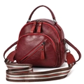 Bolso para móvil multicapa color burdeos con elegante correa ancha de rayas tejidas - Granate