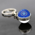 Dettaglio del portachiavi occhio di Allah blu con clip in metallo e base riflettente - Stile Occhio Cerchi Concentrici (JY006341-4)