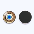 30mm Turkish Evil Eye fridge magnet with crystal glass dome and black magnetic backing - Golden Brown Radial Ring Style (JY006352-10)