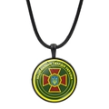 Close-up of circular pendant featuring Ukraine National Guard emblem on black cord - National Guard Insignia Style (JY006312-4)