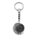 Portachiavi vichingo Vegvisir con ciondolo a luna rotante in argento antico - Stile Bussola Vichinga (JY006531-1)