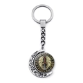Porte-clés boussole Viking vintage avec pendentif lune rotatif et emblème d'Odin - Style Bouclier Épée Ailée (JY006531-5)