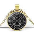 Nordic Viking necklace with Vegvisir compass pendant and runic symbols on bronze chain - Viking Compass Rune Style (JY006521-1)