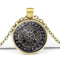Vintage Nordic Viking Vegvisir necklace with bronze Odin runes pendant on a white background - Odin Rune Celtic Knot Style (JY006521-3)