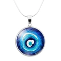 Collar con colgante de ojo turco de cristal azul y cadena de serpiente plateada - Estilo Ojo Nazar Azul Claro (JY006340-2)