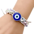 Pulsera del ojo turco hecha a mano con cuerda trenzada de colores y amuleto de ojo azul - Estilo Trenzado Brillo Arcoíris (JY006348-1)