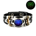 Leuchtendes Widder Sternzeichen Lederarmband im Retro-Punk-Stil für Herren und Damen - 1-Widder