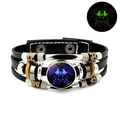 Leuchtendes Zwillinge Sternzeichen Lederarmband mit im Dunkeln leuchtendem Effekt - 3-Zwillinge