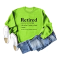 Flachbild eines neongrünen Retired Sweatshirts mit Jeans-Shorts und Sneakern - S / Neongrün (Schwarze Schrift)