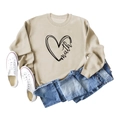 Flat lay of khaki sweatshirt with math heart print, blue jeans and white canvas shoes - S / Sand (Black Font)