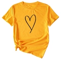Yellow short sleeve T-shirt with black hand-drawn heart print and side knot detail - S / Mustard Yellow (Black Font)