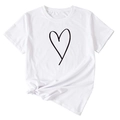 Détail d'un t-shirt blanc en coton avec cœur noir dessiné à la main et nœud latéral - Blanc (Police Noire)