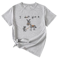 Detail of grey crewneck t-shirt featuring cartoon mouse and donkey graphic print - S / Light Gray