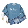 Flachbild eines blauen Rundhals-Sweatshirts mit weißem Retired-Lexikon-Aufdruck - S / Blaues Sweatshirt (Weiße Schrift)