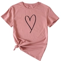 Détail d'un t-shirt en coton rose avec imprimé cœur et nœud élégant sur le côté bas - Or Rose (Police Noire)