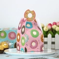 Pink donut patterned pastry gift box with a unique creative bite-mark handle design - Pink Donut