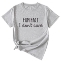 Detail of grey cotton blend t-shirt featuring fun fact print and stylish side knot detail - S / Light Grey (Black Font)