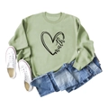 Detail of light green sweatshirt crewneck with heart and math print design - Olive Green (Black Font)