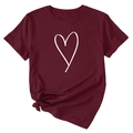 Détail d'un t-shirt bordeaux avec imprimé cœur blanc et détail de nœud décoratif - Rouge Vin (Police Blanche)