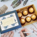 European style drawer chocolate gift box with six gold-wrapped hazelnut candies - Blue