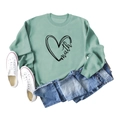 Sage green long sleeve crewneck sweatshirt with heart math print and casual blue jeans - Light Green (Black Font)