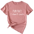 Detail of mauve T-shirt showing round neck, slogan print and stylish knotted hem design - S / Rose Gold (White Font)