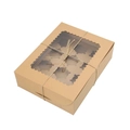 12-count kraft paper cupcake box with transparent window and internal tray - Kraft Paper Style