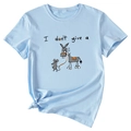 Detail of light blue cotton T-shirt featuring cartoon mouse print and knot design - Light Blue