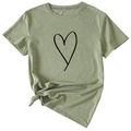 Détail d'un t-shirt vert armée avec imprimé cœur noir et nœud décoratif sur le côté du bas - Vert Olive (Police Noire)