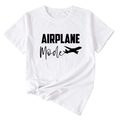 Détail d'un t-shirt avec imprimé Airplane Mode et nœud décoratif à l'ourlet - S / Blanc (Police Noire)