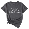Detail of grey marl t-shirt featuring Fun Fact I don't care text print and front hem knot - S / Black Heather Grey