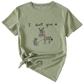 Funny green crew neck t-shirt with mouse and donkey graphic and side knot detail - Olive Green