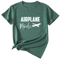 Détail du t-shirt vert foncé avec imprimé airplane mode et nœud latéral élégant - S / Vert Rétro (Police Blanche)