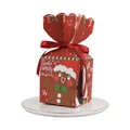 Red Christmas apple gift box with cartoon gingerbread man and festive ribbon bow - Red