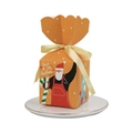 Orange Christmas gift box with Santa illustration, snowflakes and yellow silk ribbon - Orange Yellow