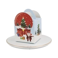 Square Christmas gift box with festive Santa Claus and tree illustrations for candy - White