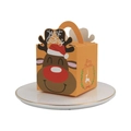 Christmas gift box with orange reindeer design and handle for holiday candy packaging - Yellow
