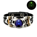 Detailed view of Virgo luminous leather bracelet showing night glow effect and layered design - 6-Virgo
