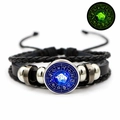 Bracelet Taureau en cuir multicouche avec médaillon lumineux brillant dans l'obscurité - Taureau