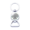 Macro detail of Tree of Life bottle opener keychain with green artistic medallion - Light Green Watercolor Tree Of Life (JY006597-1)